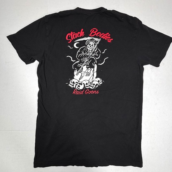 Other - Raid Goons Stack Bodies Grim Reaper Skulls Graphic T Shirt Black Mens Medium EUC